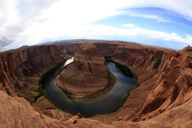 Page, Arizona / USA - August 05, 2015: Horseshoe Bend seen from the lookout point, Colorado river, Page, Arizona, USA
