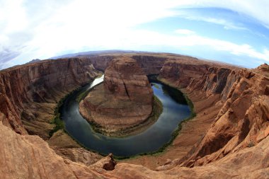 Page, Arizona / USA - August 05, 2015: Horseshoe Bend seen from the lookout point, Colorado river, Page, Arizona, USA