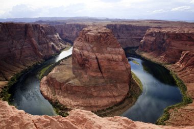 Page, Arizona / USA - August 05, 2015: Horseshoe Bend seen from the lookout point, Colorado river, Page, Arizona, USA