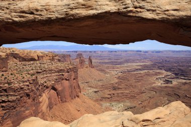 Utah / USA - August 11, 2015: Rock arc at Island In The Sky Canyolands National Park, Utah, USA