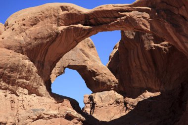 Moab, Utah / USA - August 18, 2015: Rock formation and landscape at Arches National Park, Moab, Utah, USA