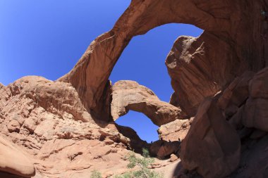 Moab, Utah / USA - August 18, 2015: Rock formation and landscape at Arches National Park, Moab, Utah, USA