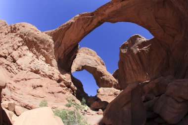 Moab, Utah / USA - August 18, 2015: Rock formation and landscape at Arches National Park, Moab, Utah, USA