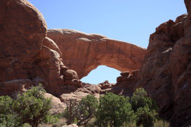 Moab, Utah / USA - August 18, 2015: Rock formation and landscape at Arches National Park, Moab, Utah, USA