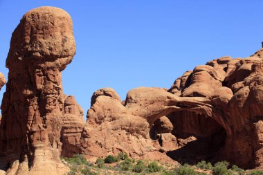 Moab, Utah / USA - August 18, 2015: Rock formation and landscape at Arches National Park, Moab, Utah, USA
