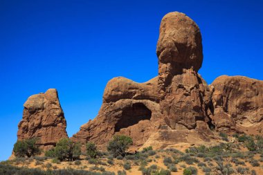 Moab, Utah / USA - August 18, 2015: Rock formation and landscape at Arches National Park, Moab, Utah, USA