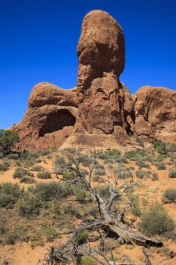 Moab, Utah / USA - August 18, 2015: Rock formation and landscape at Arches National Park, Moab, Utah, USA