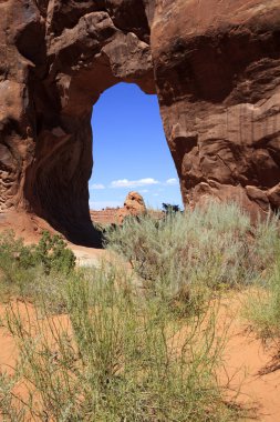 Moab, Utah / USA - August 18, 2015: Rock formation and landscape at Arches National Park, Moab, Utah, USA