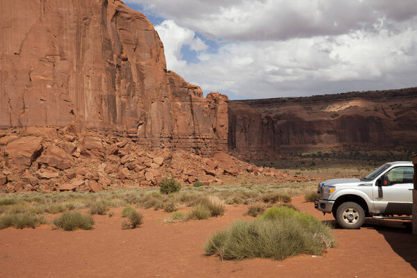 Utah/Arizona / USA - August 10, 2015: The Monument Valley Navajo Tribal Reservation landscape, Utah/Arizona, USA