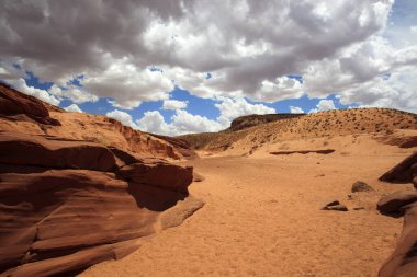 Page, Arizona / Usa - 05 Ağustos 2015: Yukarı Antilop Kanyonu, Sayfa, Arizona, Usa yakınlarındaki manzara