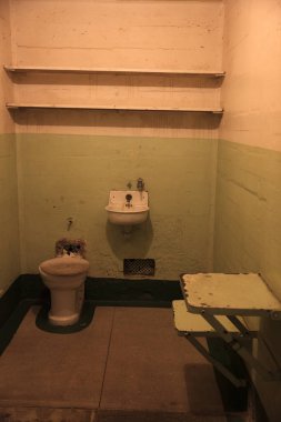 San Francisco, California / Usa - 25 Ağustos 2015: Alcatraz Cezaevi Hücresi, San Francisco, California, Usa