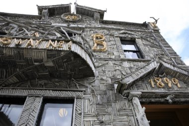 Skagway, Alaska / Usa - 12 Ağustos 2019: Skagway kasabasındaki ahşap ev, Skagway, Alaska, Usa