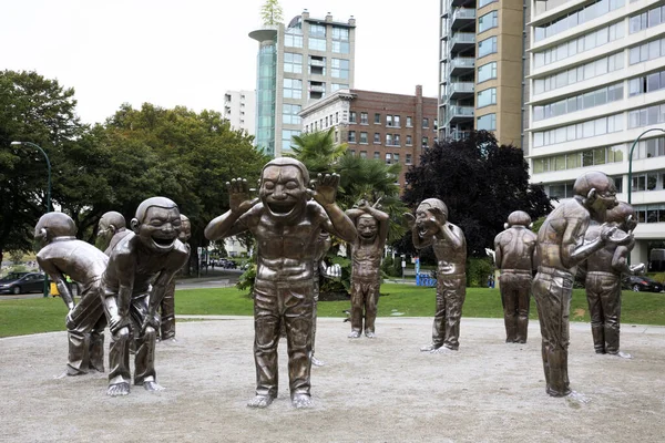 Vancouver Stany Zjednoczone Sierpnia 2019 Giant Laughing Statues Stay English — Zdjęcie stockowe