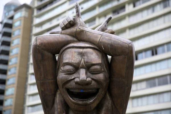 Ванкувер Америка Августа 2019 Года Гигантские Смеющиеся Статуи Останутся Английском — стоковое фото
