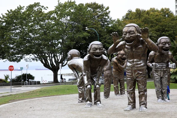 Vancouver Stany Zjednoczone Sierpnia 2019 Giant Laughing Statues Stay English — Zdjęcie stockowe