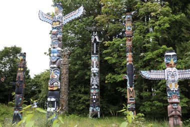 Vancouver, Amerika - 18 Ağustos 2019: Stanley Park, Vancouver, Amerika