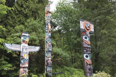 Vancouver, Amerika - 18 Ağustos 2019: Stanley Park, Vancouver, Amerika