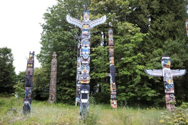 Vancouver, Amerika - 18 Ağustos 2019: Stanley Park, Vancouver, Amerika