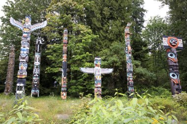 Vancouver, Amerika - 18 Ağustos 2019: Stanley Park, Vancouver, Amerika