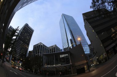 Vancouver, Amerika - 18 Ağustos 2019: Vancouver bina manzarası, Vancouver, Amerika