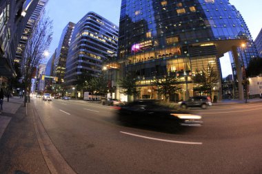 Vancouver, Amerika - 18 Ağustos 2019: Vancouver bina manzarası, Vancouver, Amerika