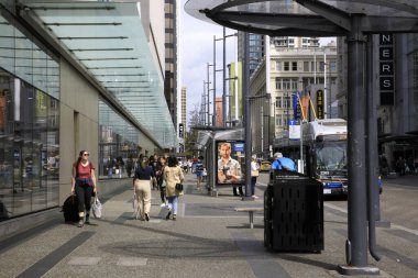 Vancouver, Amerika - 18 Ağustos 2019: Vancouver şehir merkezi, Amerika