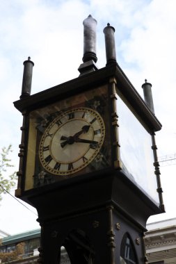 Vancouver, Amerika - 18 Ağustos 2019: Gastown Vancouver Buhar Saati, Vancouver, Amerika