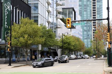 Vancouver, Amerika - 18 Ağustos 2019: Vancouver şehir merkezi, Amerika