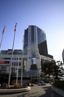 Vancouver, Amerika - 18 Ağustos 2019: Vancouver bina manzarası, Vancouver, Amerika