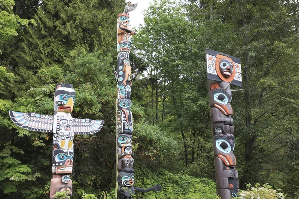 Vancouver America Augusztus 2019 Totem Stanley Park Vancouver America — Stock Fotó