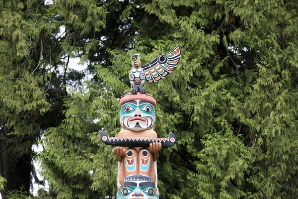 Vancouver America Augusztus 2019 Totem Stanley Park Vancouver America — Stock Fotó