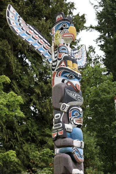 Vancouver America Augusztus 2019 Totem Stanley Park Vancouver America — Stock Fotó