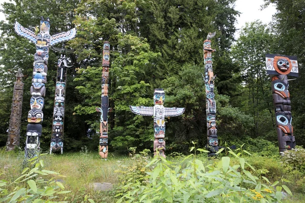 Vancouver America Augusztus 2019 Totem Stanley Park Vancouver America — Stock Fotó