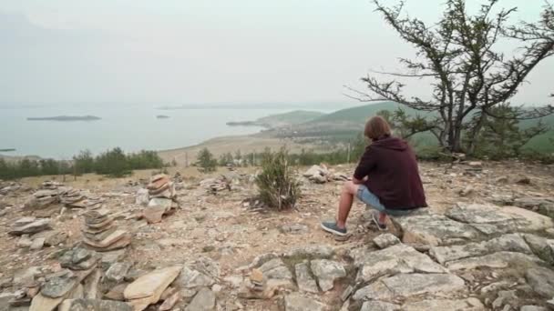 Baikal from the height of the hill — Stock videók