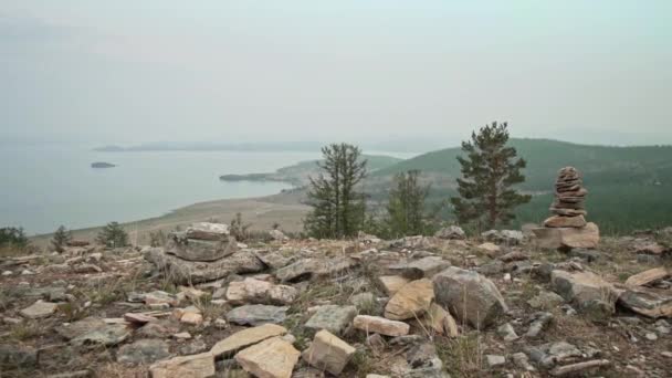 Baikal from the height of the hill. part 2. — Stockvideo