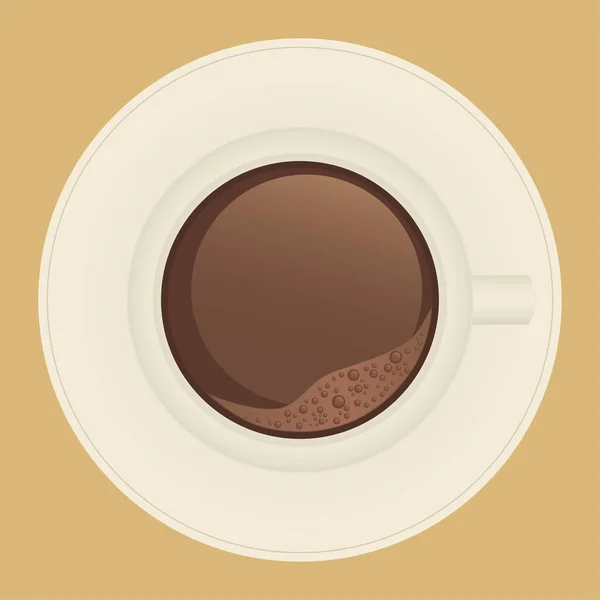 Illustratie Van Een Kop Koffie Met Een Bord Bovenaanzicht — Stockvector