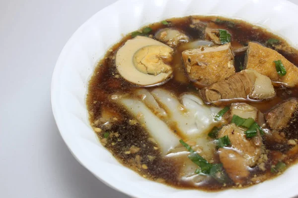 Chinese Roll Noodle Soep Guay Jub Nam Kon Oproep Het — Stockfoto