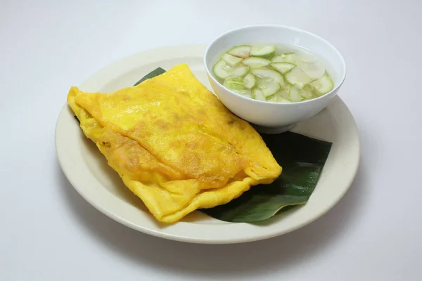 Νόστιμο Γεμιστό Τραγανό Αυγό Κρέπα Βιετναμέζικες Τηγανίτα Που Ονομάζεται Kanom — Φωτογραφία Αρχείου