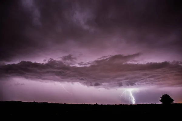 Lightning Balaguer Lleida Catalonia Spain — стокове фото