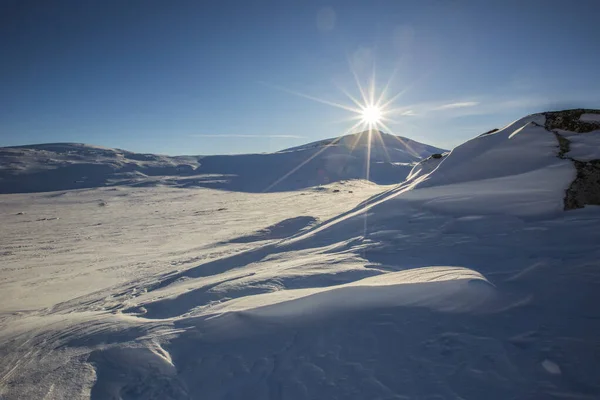 Solnedgång Dovrefjells Nationalpark Sydnorge — Stockfoto