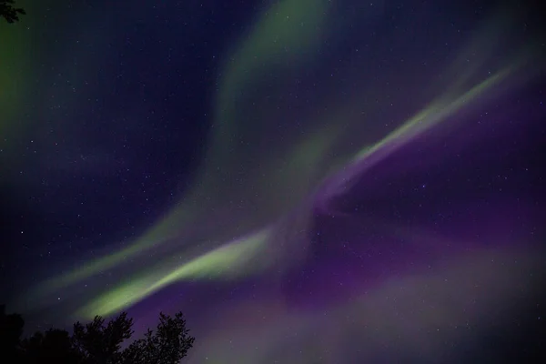 Luci Settentrionali Kiruna Lapponia Svezia Settentrionale — Foto Stock