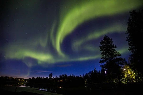 Luci Settentrionali Kiruna Lapponia Svezia Settentrionale — Foto Stock