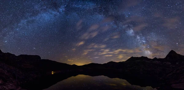 Wilderness Milky Way Panorama Ibon Estanes Spain — Stock Photo, Image