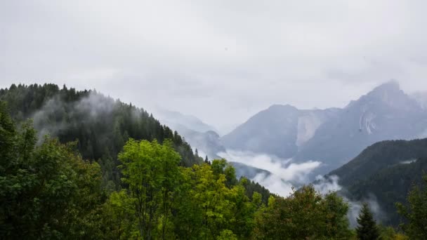 Hory Mlha Dolomitech Alpách Itálie — Stock video