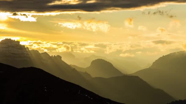 Zonsondergang Dolomieten Alpen Italië — Stockvideo