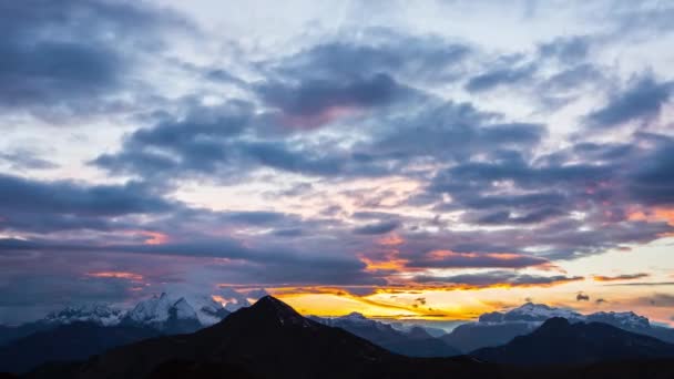 Solnedgång Dolomiterna Alperna Italien — Stockvideo