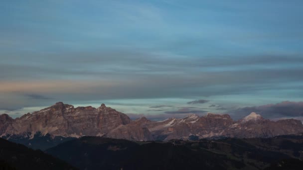 Zonsondergang Dolomieten Alpen Italië — Stockvideo