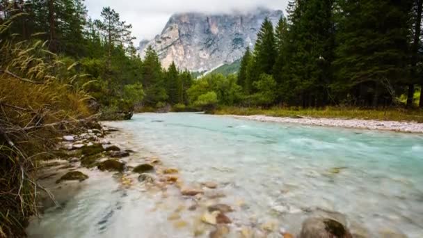 Dolomitler Alpler Talya Nehir — Stok video