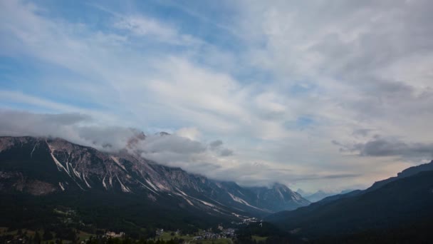 Solnedgång Dolomiterna Alperna Italien — Stockvideo