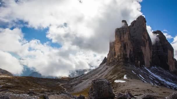 Hösten Tre Cime Lavaredo Dolomiterna Alperna Italien — Stockvideo